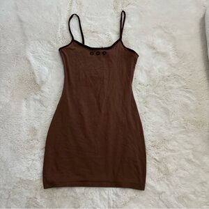 Divided flattering brown bodycon style mini dress